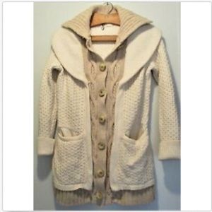 Sleeping On Snow Anthro Irish Sweater Coat MEDIUM